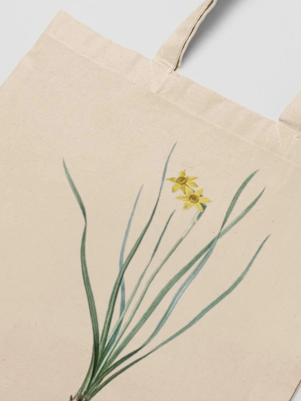Rush-Leaf Jonquil Vintage Floral Print Graphic Canvas Tote Bag